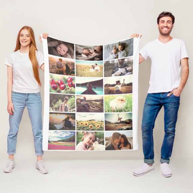 Family photo mosaic fleece blanket (In Situ)