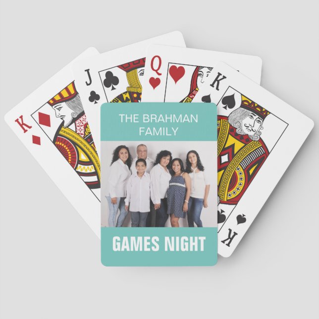 Family Photo & Name Game's Night | Custom Colour Playing Cards (Back)