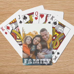 Family Photo Name Overlay Playing Cards