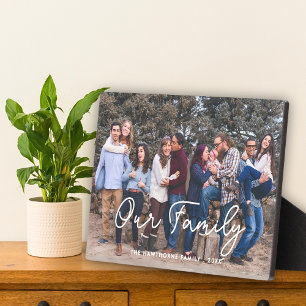 Family Photo Name Script Typography Custom Text Plaque