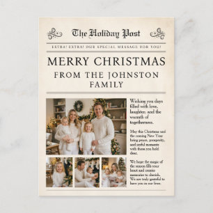 Family Photo Newspaper Christmas Card Postcard