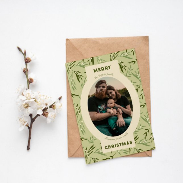 Family photo on mistletoe print holiday card (Creator Uploaded)