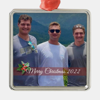 Family Photo Ornaments Square Metal Ornament
