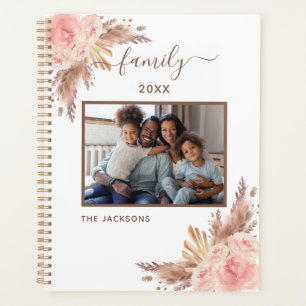 Family photo pampas grass pink floral white 2025 planner