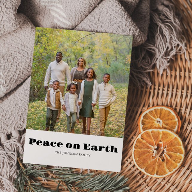 Family Photo Peace on Earth Merry Christmas Holiday Postcard (Creator Uploaded)
