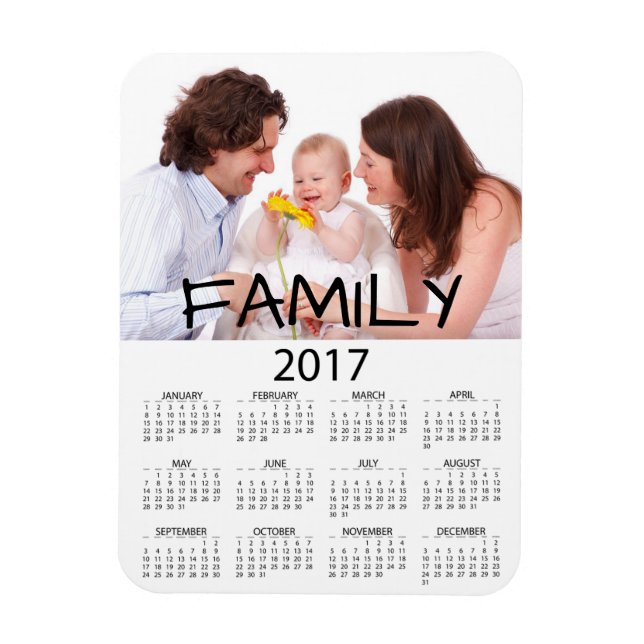 Family Photo Perosnalized 2017 Calendar Magnet (Vertical)