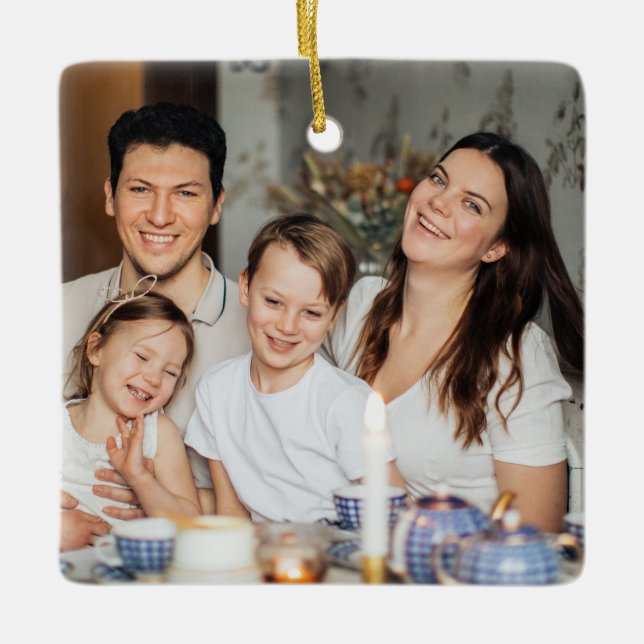  Family Photo Personalised Ceramic Ornament (Front)
