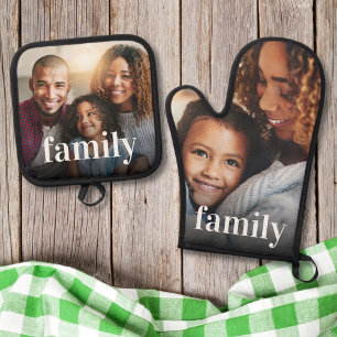 Family Photo Personalised Oven Mitt & Pot Holder Set