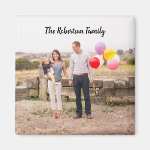 Family Photo Personalised Square Fridge Magnet