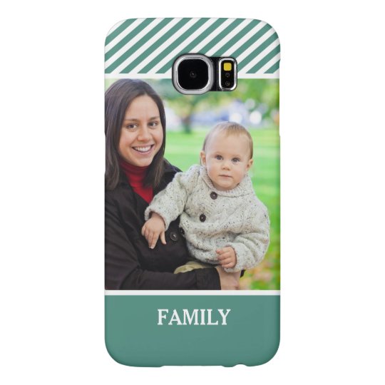 Family Photo Personalised - Stylish Green Stripes Samsung Galaxy S6 Cases