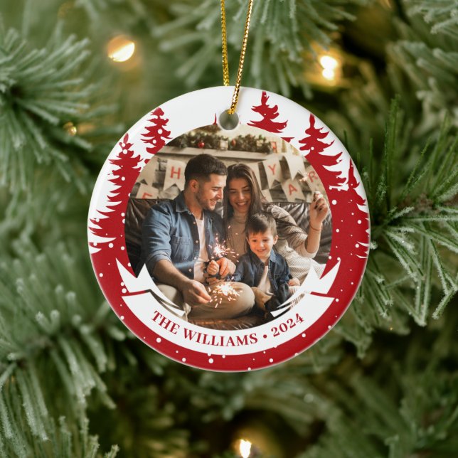 Family Photo Pine Tree Christmas  Ceramic Tree Decoration (Tree)