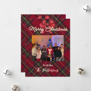 Family Photo Plaid Christmas Greeting Holiday Card