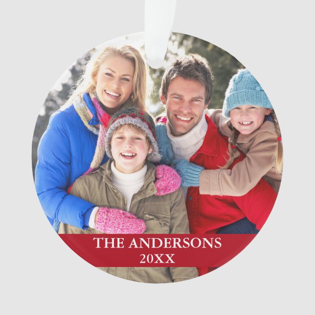 Family Photo Red Ornament (Front)