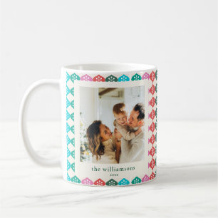 Family Photo Retro Atomic Snowflake Christmas Coffee Mug