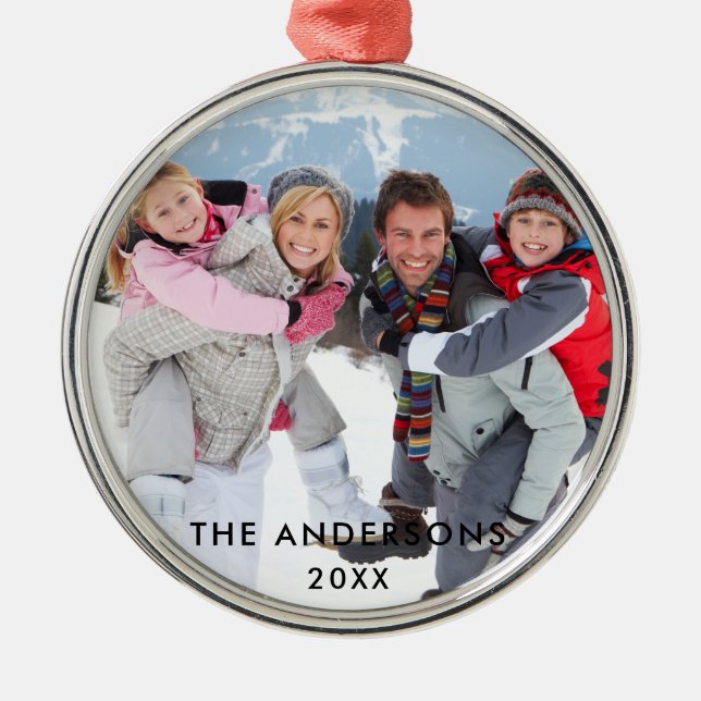 Family Photo Round Metal Tree Decoration (Front)