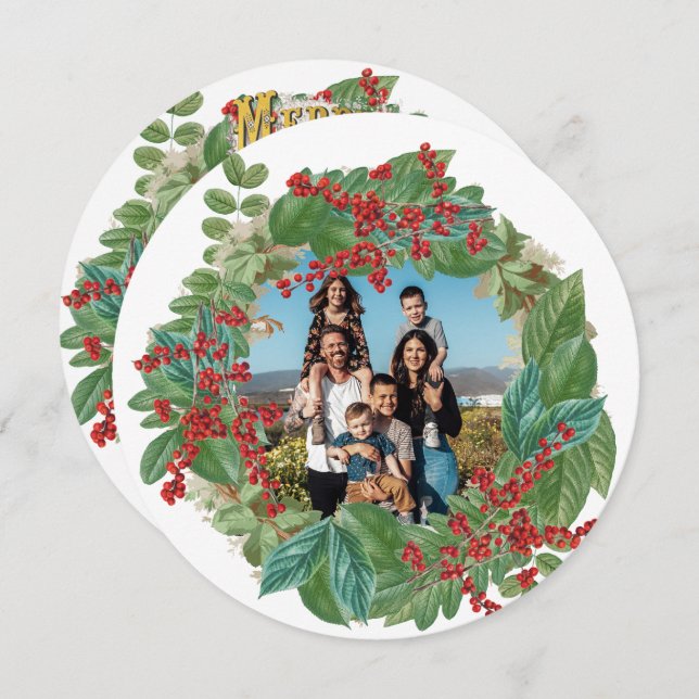 Family Photo Script Holiday Merry Christmas Card (Front/Back)