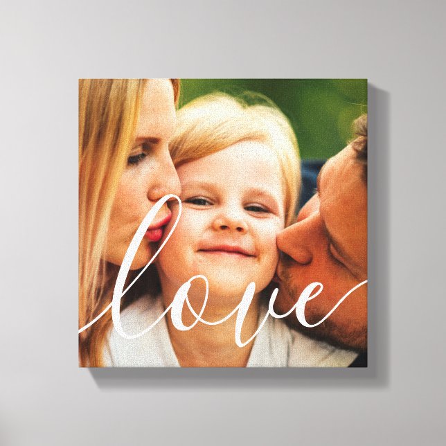 Family Photo Script Love Canvas Print (Front)