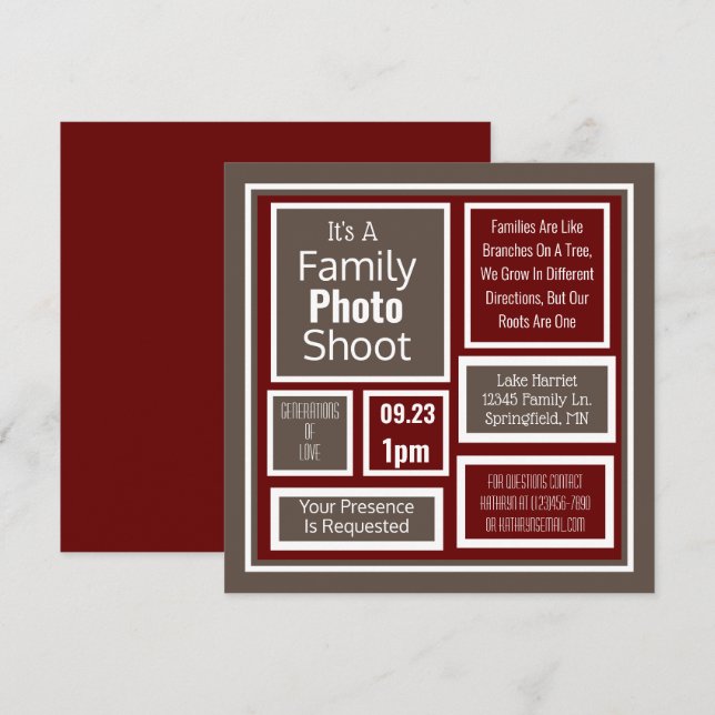 Family Photo Shoot Modern Invitation (Front/Back)
