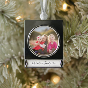 Family Photo Silver Plated Banner Ornament