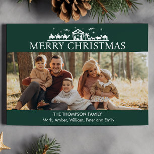 Family Photo Simple Nativity Religious Christmas Holiday Card