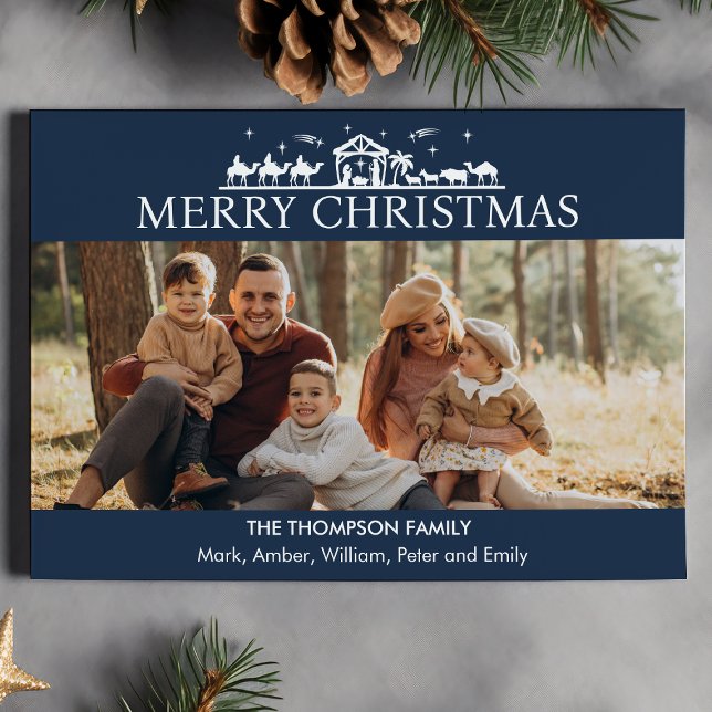Family Photo Simple Nativity Religious Christmas Holiday Card (Creator Uploaded)