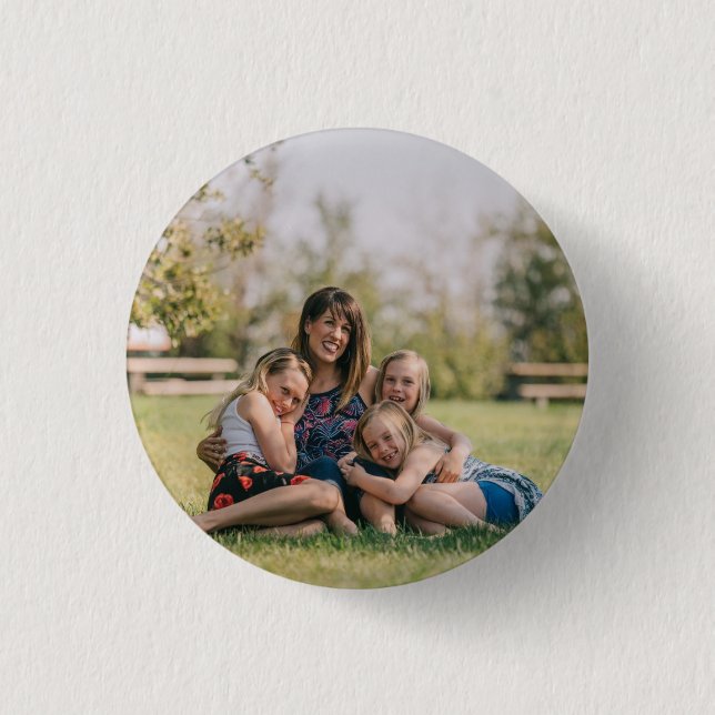Family Photo Simple Personalised 3 Cm Round Badge (Front)