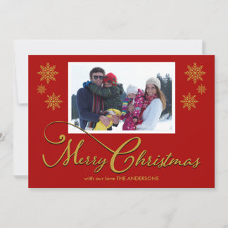 Family Photo Snowflakes Christmas Card