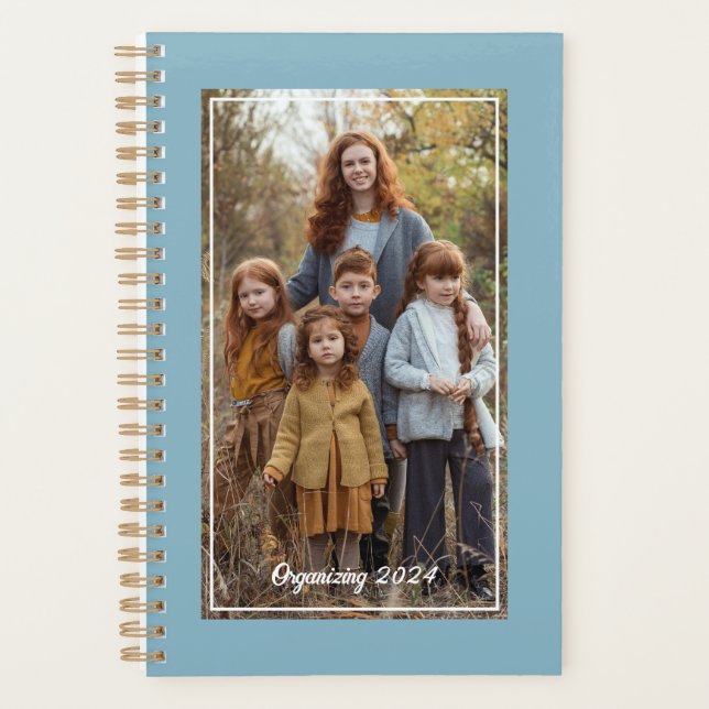 Family Photo Soft Blue Personalised 2024 Planner (Front)