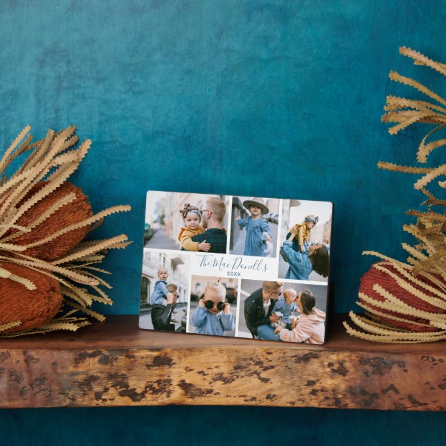 Family Photo Template Blue Font Plaque (Side)