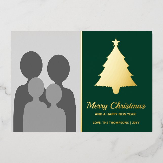 Family Photo Template With Christmas Tree On Green (Front)