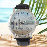 Family photo text watch<br><div class="desc">Add Your favorite photo from a summer vacation, travel, kids, girlfriend/boyfriend or pet. Black numbers. Template for your text, black letters.</div>