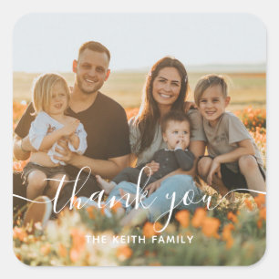 Family Photo Thank You Square Sticker