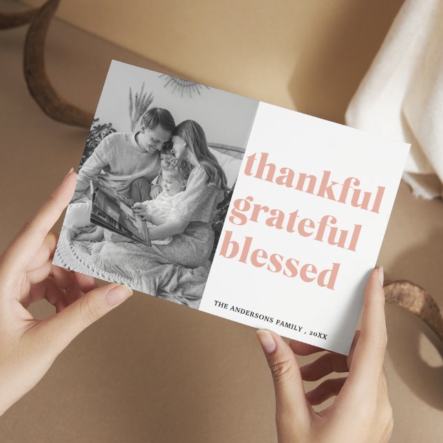 Family Photo | Thankful Grateful Blessed Postcard (Creator Uploaded)