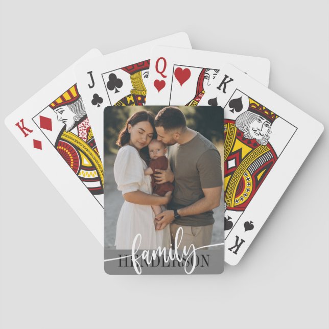 Family Photo Typography Playing Cards (Back)