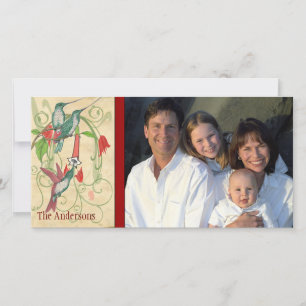 Family Photo Vintage Hummingbird Happy Holiday