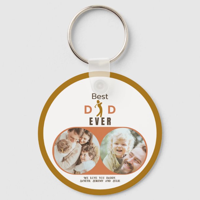 Family Photo We Love You Best Dad Ever Fathers Day Key Ring (Front)