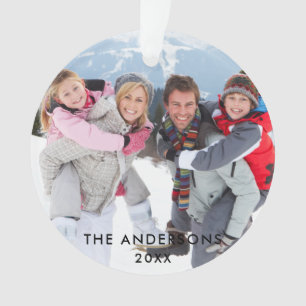 Family Photo White Ribbon Ornament