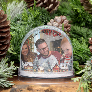 FAMILY PHOTO WINTER SCENE BORDER SNOWGLOBE