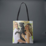 Family Photo With Dog Template Tote Bag<br><div class="desc">Create your own family photo that includes your beloved dog. Simply replace this sample photo with your own family photo.</div>