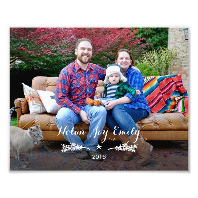 Family Photo with Year Pine Branch & Star (Front)