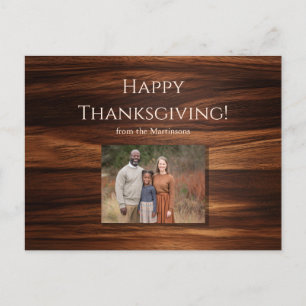 Family Photo Wood Minimalist Thanksgiving Holiday Postcard