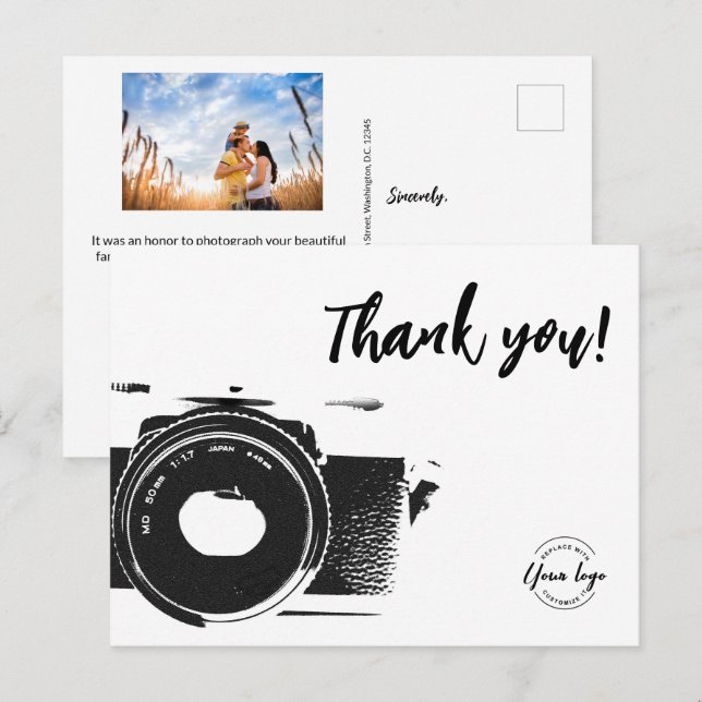 Family Photographer Custom logo Photo Postcard (Front/Back)