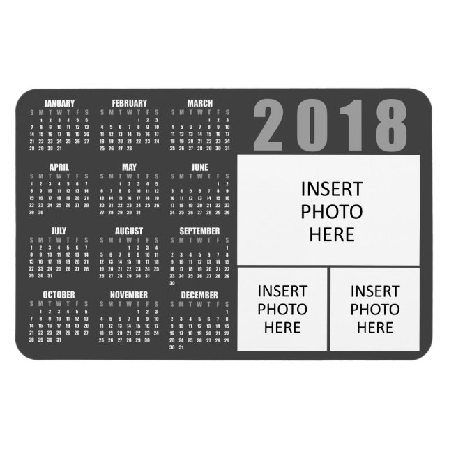 Family Photos 2018 Calendar Magnet - 3 Pictures (Horizontal)