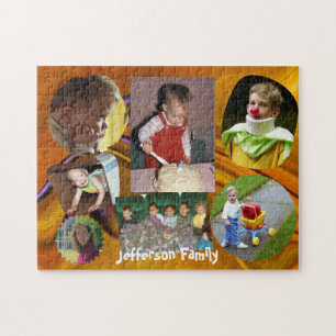 Family photos and Name on abstract Background Jigsaw Puzzle