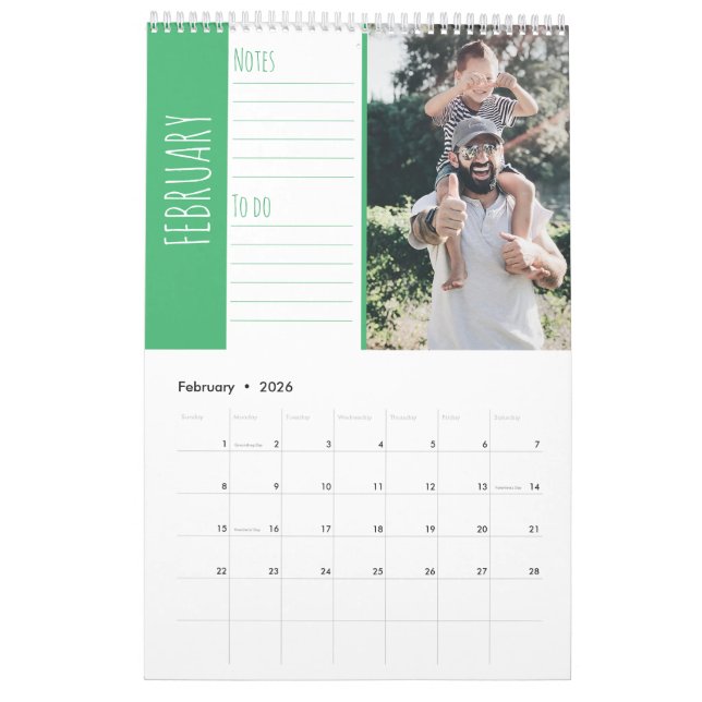 Family photos Bright and fun Notes and to do list Calendar (Feb 2026)