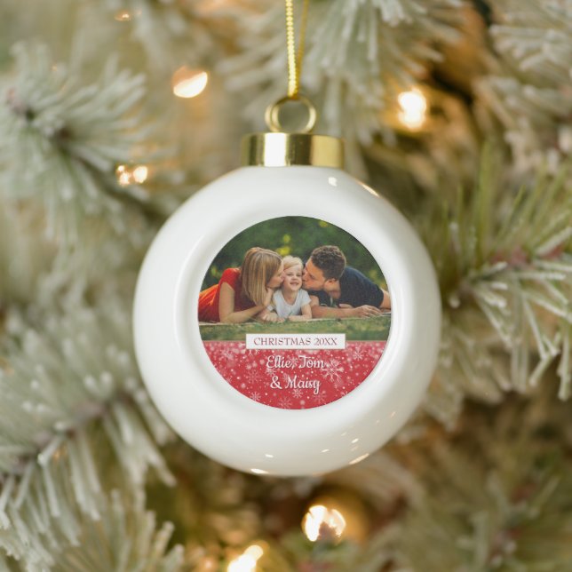 Family Photos Christmas Ceramic Ball Christmas Ornament (Tree)