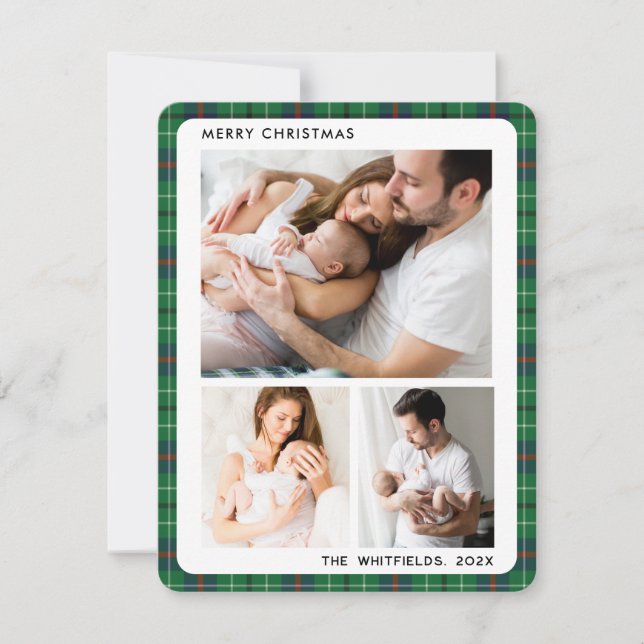 Family Photos Christmas Holidays Tartan Card (Front)