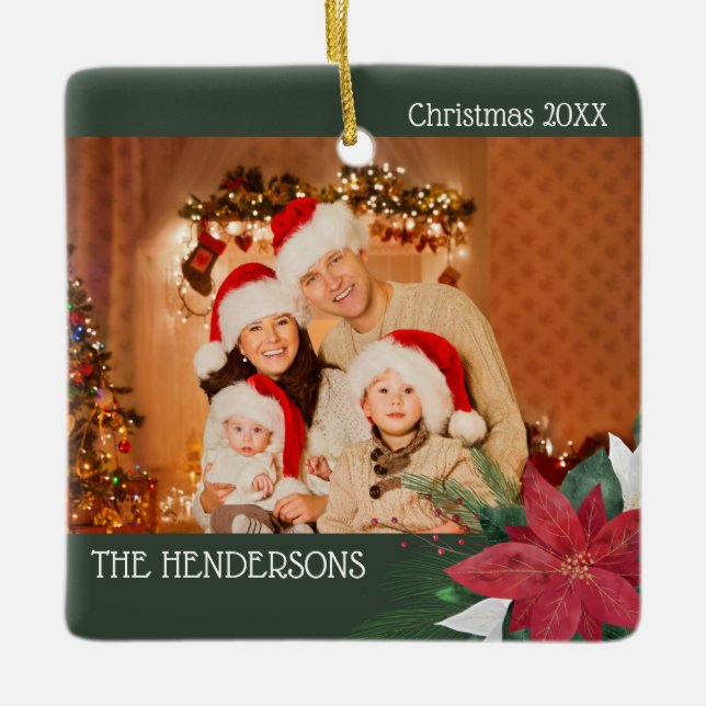 Family Photos Christmas Ornament Poinsettia  (Front)