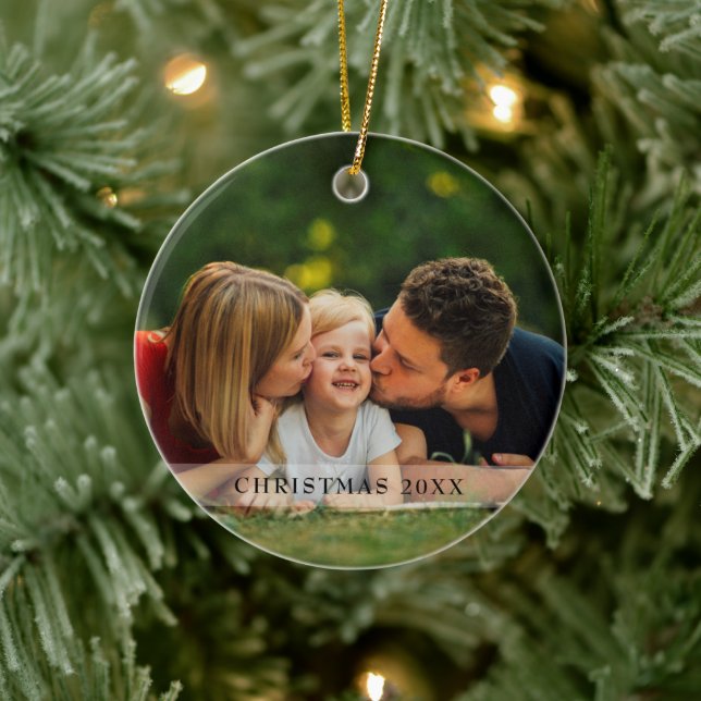 Family Photos Christmas Script Ceramic Tree Decoration (Tree)