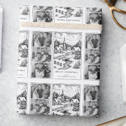 Family Photos Christmas Village in Winter Wrapping Paper